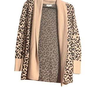 Color-Block Cream and Black Cardigan Sweater